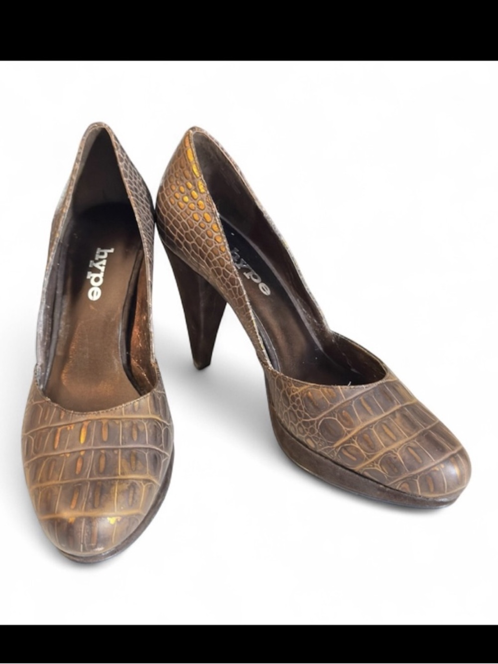 Hype copper colored animal print heels Women’s size 7M No box